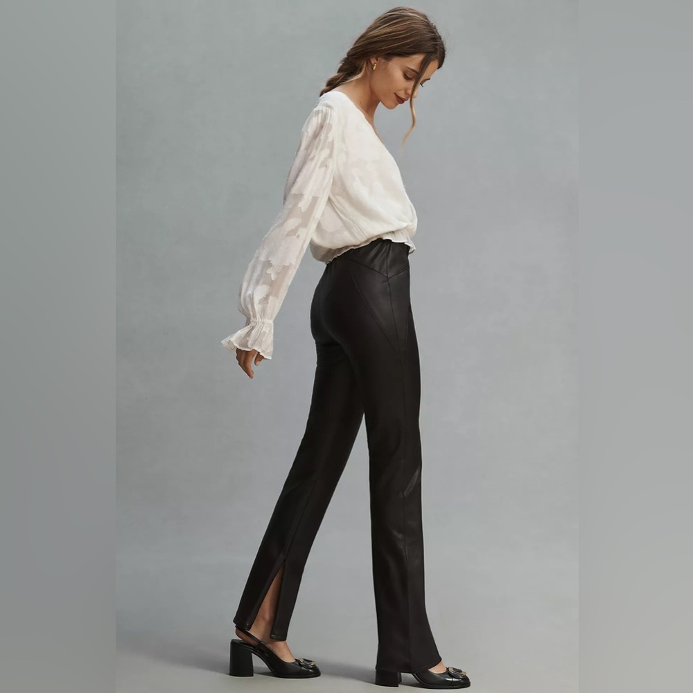Anthropologie Pilcro Glasgow Faux Leather High Rise Split Hem Pants 29
